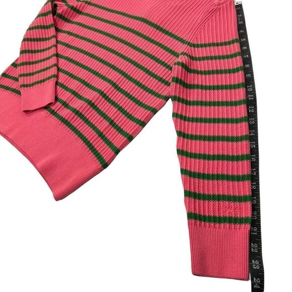 Gant NWT Women's Pink Green Striped Rib Knit Long Sleeve Pullover Sweater Medium - Picture 11 of 14